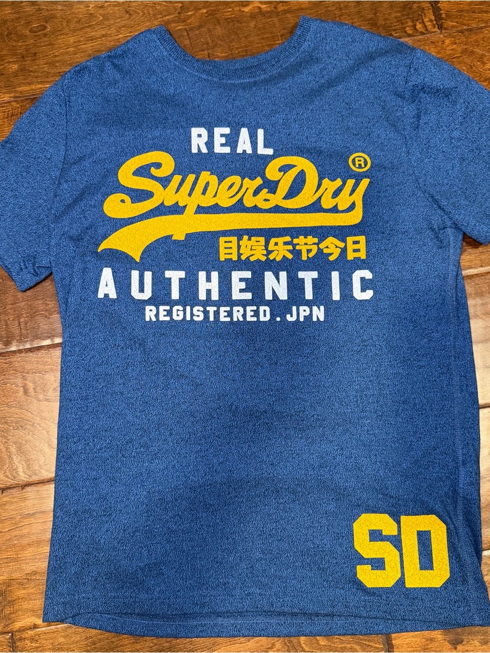 SuperDry Real Authentic Graphic Tee - Blue & Yellow - men’s large